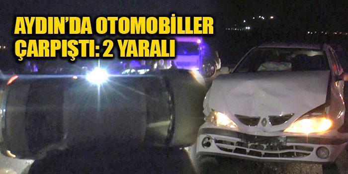Aydın'ın Söke ilçesinde iki otomobilin çarpışması sonucu meydana gelen kazada 2 kişi yarlandı. ( Musa Ölmez - Anadolu Ajansı )