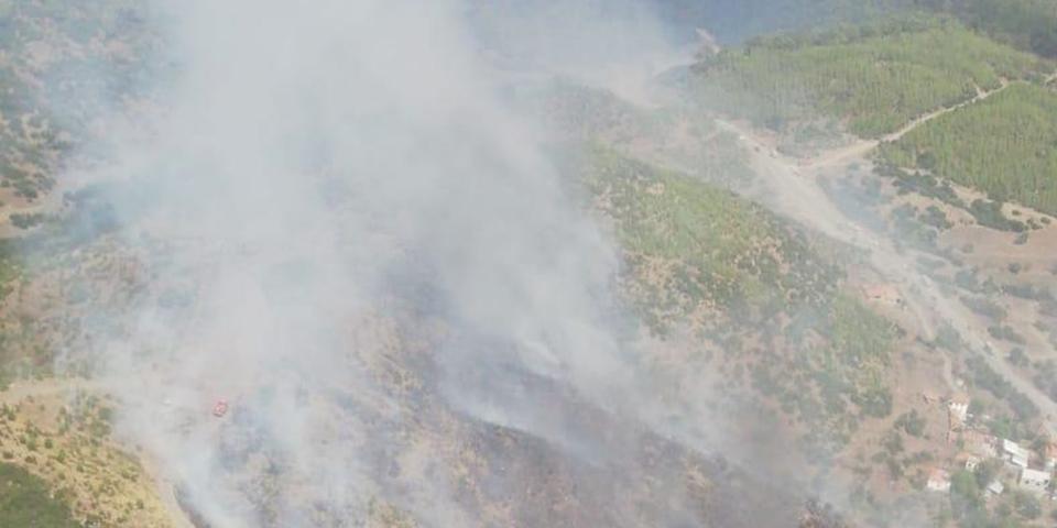 Muğla'nın Yatağan ilçesinde yerleşim yerlerini de tehdit eden yangına, hava ve karadan müdahale edildi. ( Tarım ve Orman Bakanlığı - Anadolu Ajansı )