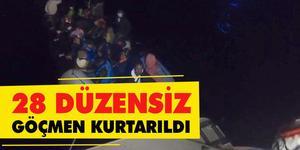 Aydın'ın Didim ilçesi açıklarında, botları arızalanan 28 düzensiz göçmen sahil güvenlik ekiplerince kurtarıldı. ( Sahil Güvenlik Komutanlığı - Anadolu Ajansı )
