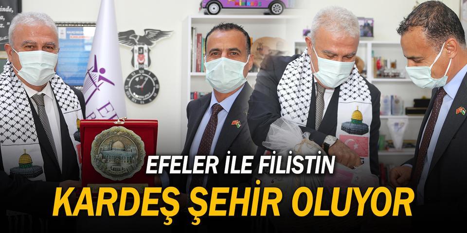 Filistin Abasan Al-Kabira Belediye Başkanı Dr. Anwar Abu-Zarifa, Efeler Belediye Başkanı Mehmet Fatih Atay’ı makamında ziyaret etti.
