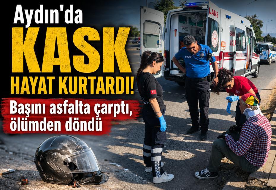 Aydın'da kask hayat kurtardı! Başını asfalta çarptı, ölümden döndü