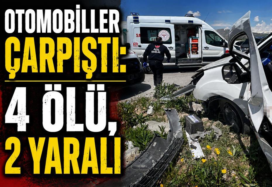 Otomobiller çarpıştı: 4 ölü, 2 yaralı