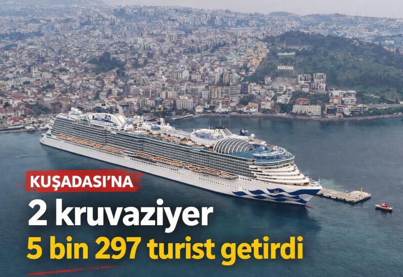 Kuşadası'na 2 kruvaziyer 5 bin 297 turist getirdi
