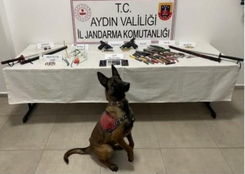 Aydın’da silah ve çok sayıda yasaklı materyal ele geçirildi