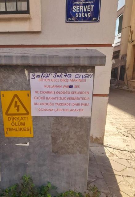 Söke'de dikiş makinesi ile gürültü yaptığı iddia edilen şahıs afişle uyarıldı