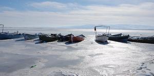 Denizli'de nilüferleriyle ünlü Işıklı Gölü, kısmen buz tuttu