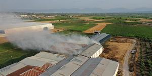Manisa'da tarım işletmesinde çıkan yangına müdahale ediliyor