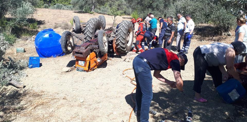 Muğla'da devrilen traktörün sürücüsü yaralandı