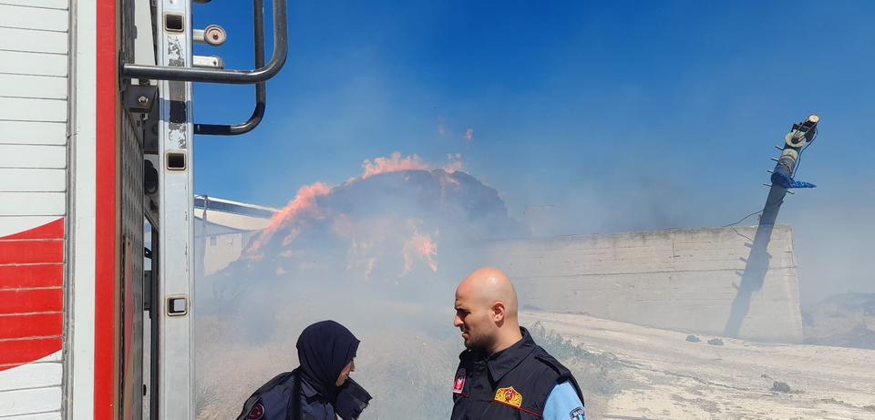 Bandırma'da bir çiftlikte çıkan yangın söndürüldü