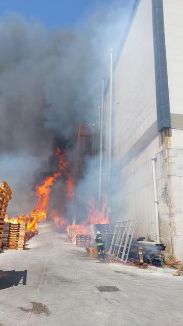 Palet yangını fabrikaya sıçradı