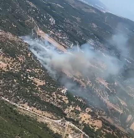 İzmir'de orman yangınına havadan ve karadan müdahale