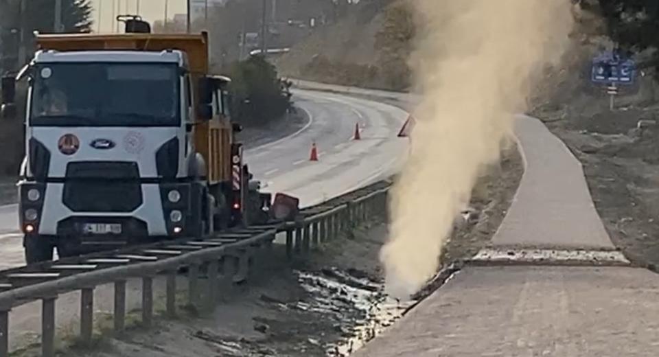 Çalışmalar sırasında doğalgaz borusu patladı