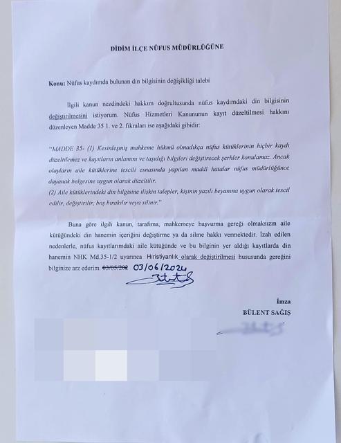 Bülent Sağış isimli vatandaş, çocuğunun zorunlu din dersinden muaf olması için Hıristiyanlığa geçti.