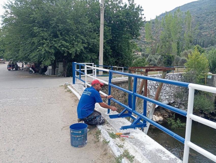 Bozdoğan Belediyesi’nden Kazandere’de korkuluk ve tel örgü çalışması