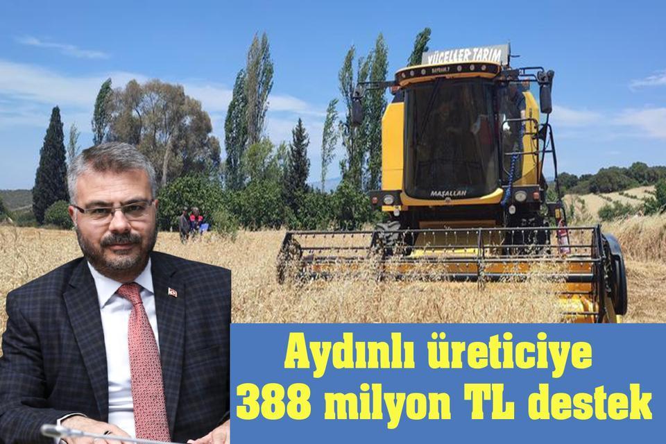Aydınlı üreticiye 388 milyon TL destek