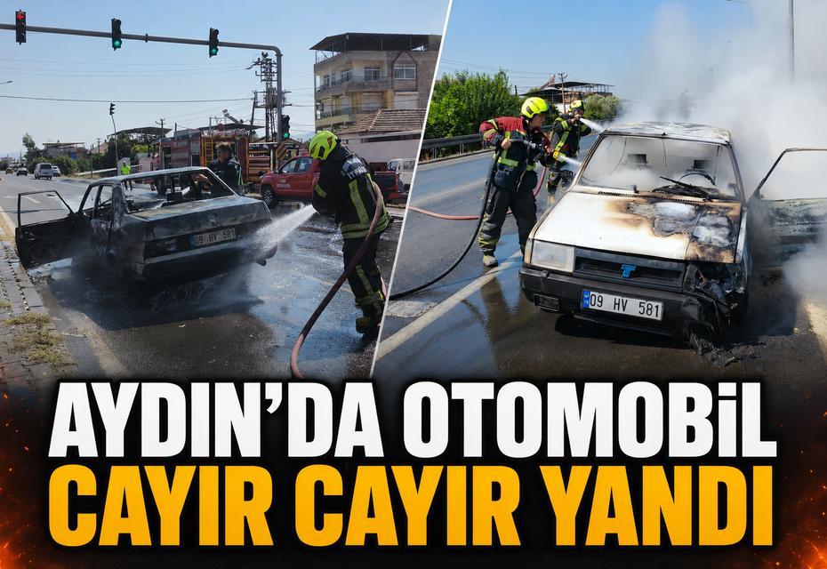 Aydın’da otomobil cayır cayır yandı