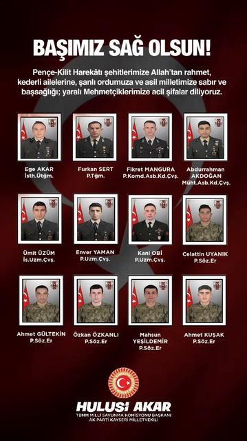 Akar'dan şehitler için başsağlığı mesajı