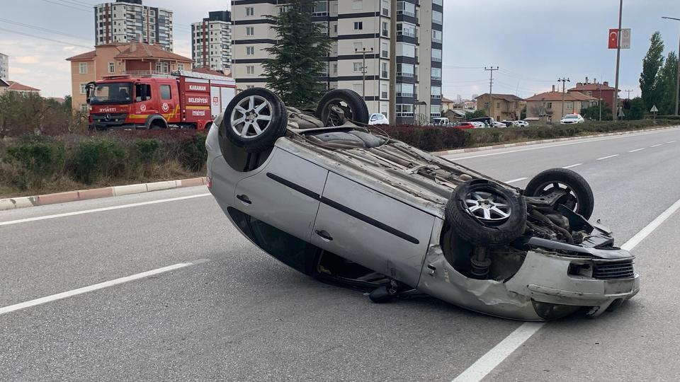 KARAMAN'DA OTOMOBİL TAKLA ATTI: 2'Sİ ÇOCUK 4 YARALI