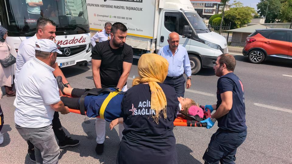 Yolcu otobüsünün çarptığı kadın ağır yaralandı
