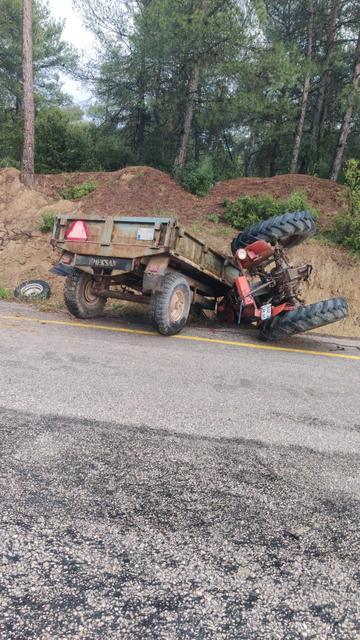 Sağanak, traktör kazasına neden oldu