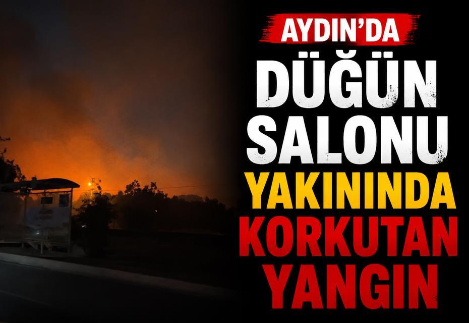 Aydın'da düğün salonu yakınında korkutan yangın