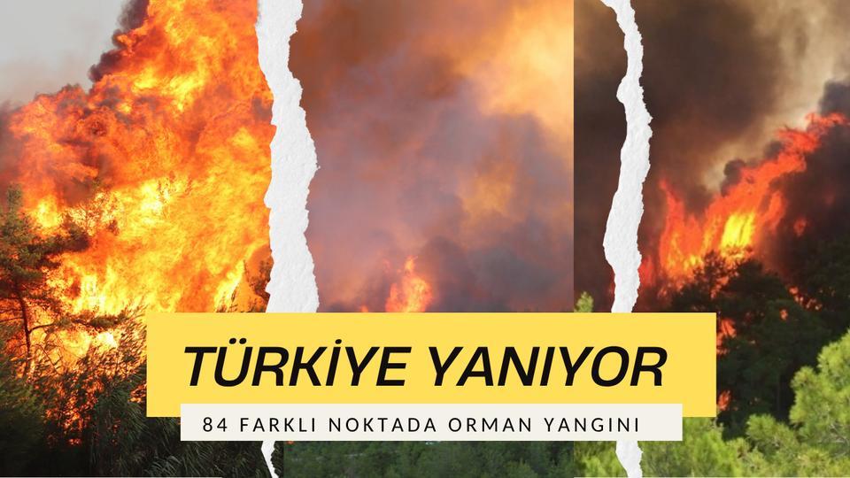 Türkiye genelinde 84 farklı noktada orman yangını