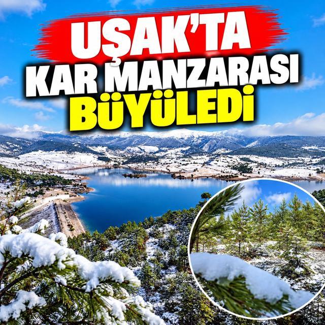 Uşak'ta kar manzarası büyüledi