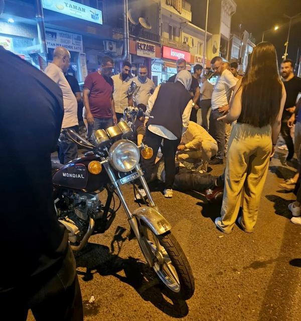 Dengesini kaybeden motosiklet sürücüsü yaralandı