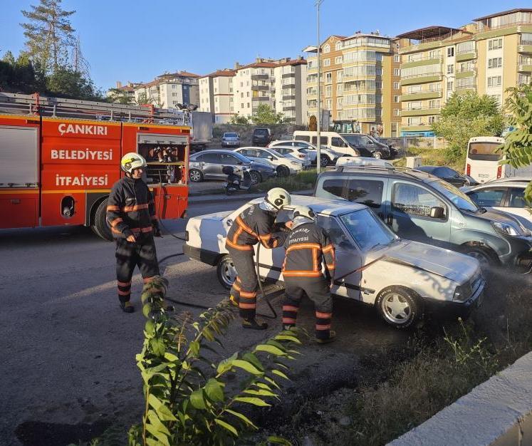 Otomobil alevlere teslim oldu