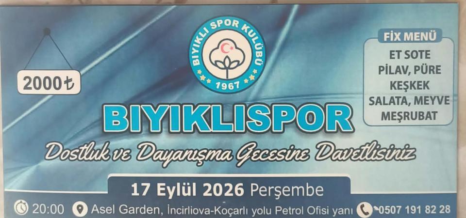 Bıyıklıspor Kulübü yardımlaşma gecesi düzenleyecek