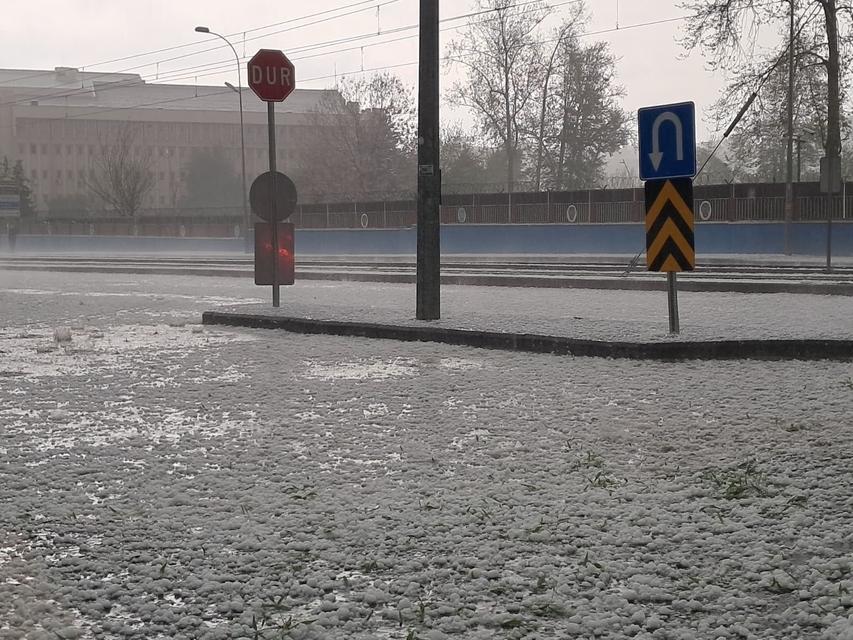 GAZİANTEP'TE CEVİZ BÜYÜKLÜĞÜNDE DOLU YAĞDI AĞAÇLARIN DALLARI KIRILDI, SÜRÜCÜLER EMNİYETE SIĞINDI