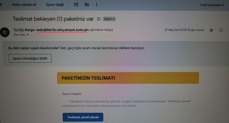 DOLANDIRICILAR DA ARTIK TEKNOLOJİYE AYAK UYDURDU BEKLEMEDİĞİNİZ MAİLLERE KANMAYIN 'HEDİYE KAZANDINIZ', 'PAKETİNİZ BEKLEMEDE' VEYA BENZERİ BAŞLIKLAR SİZİ KANDIRMASIN