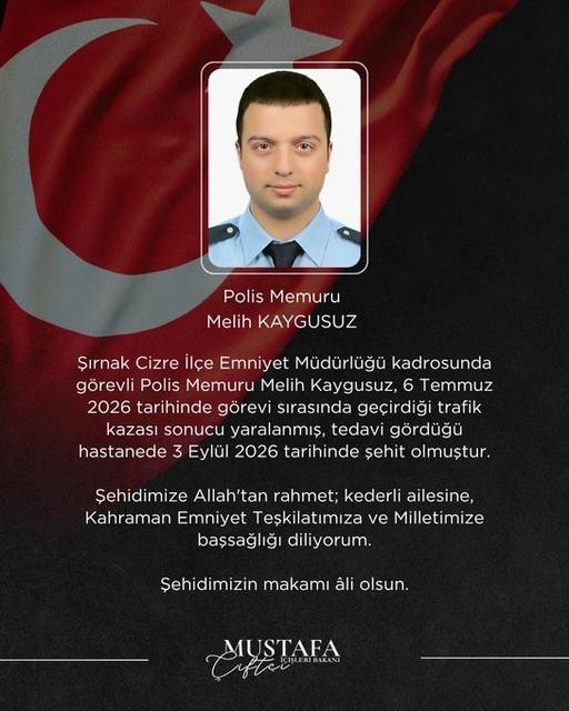 Trafik kazasında yaralanan polis memuru Kaygusuz şehit oldu