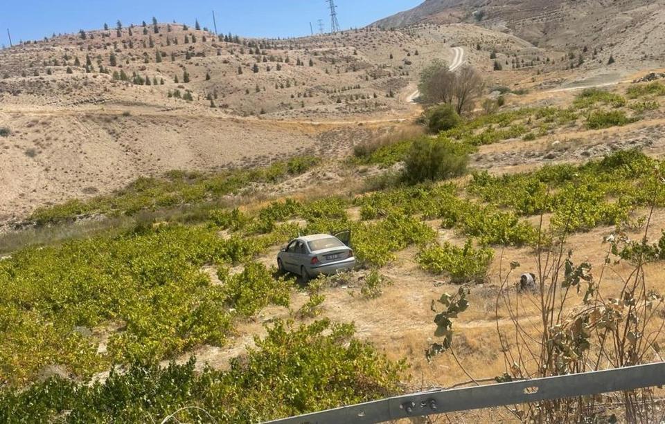 Kontrolden çıkan araç üzüm bağına uçtu: 2 yaralı