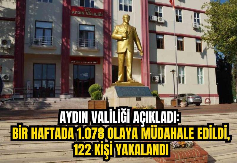 Aydın Valiliği açıkladı: Bir haftada 1.078 olaya müdahale edildi, 122 kişi yakalandı