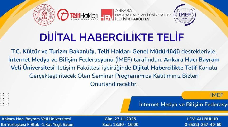 "Dijital Habercilikte Telif" konusu Ankara'da masaya yatırılacak