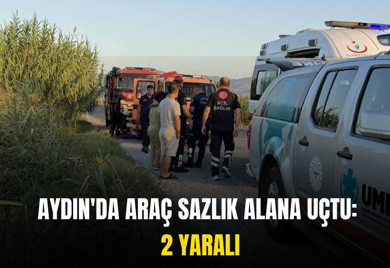 Aydın'da araç sazlık alana uçtu: 2 yaralı
