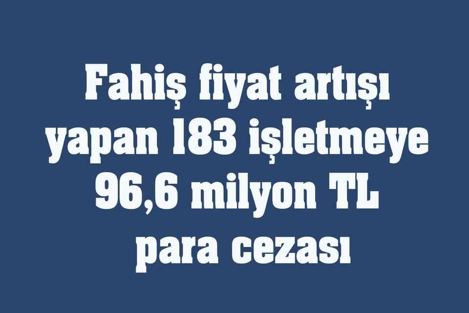 Fahiş fiyat artışı yapan 183 işletmeye 96,6 milyon TL para cezası