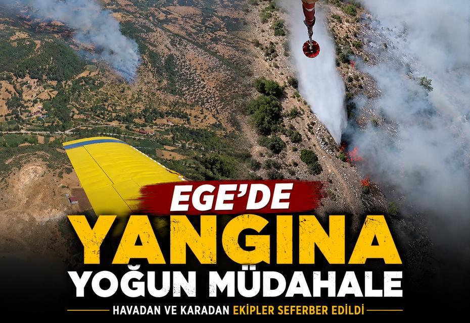 Ege'de yangına yoğun müdahale