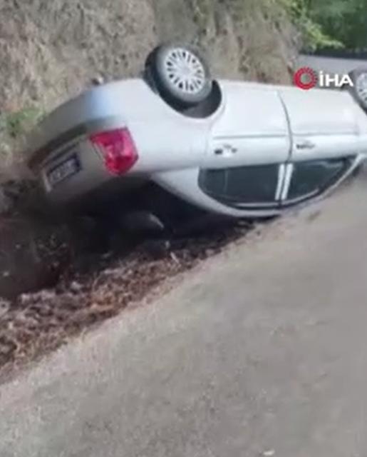Otomobil şarampole devrildi: 1’i çocuk 6 yaralı
