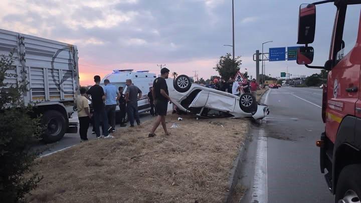 Takla atan otomobilin sürücüsü yaralandı
