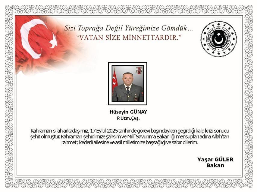 Kalp krizi geçiren Uzman Çavuş şehit oldu