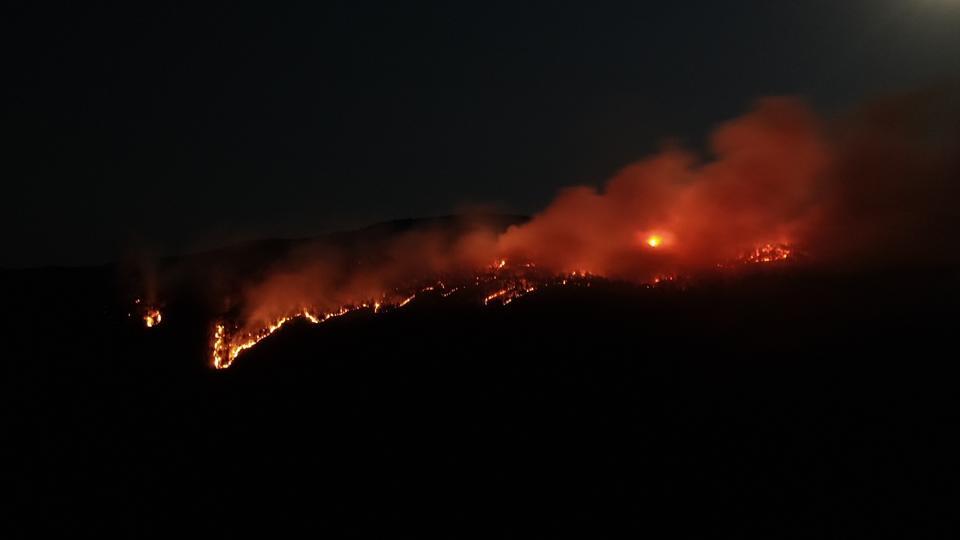 Orman yangını havadan görüntülendi