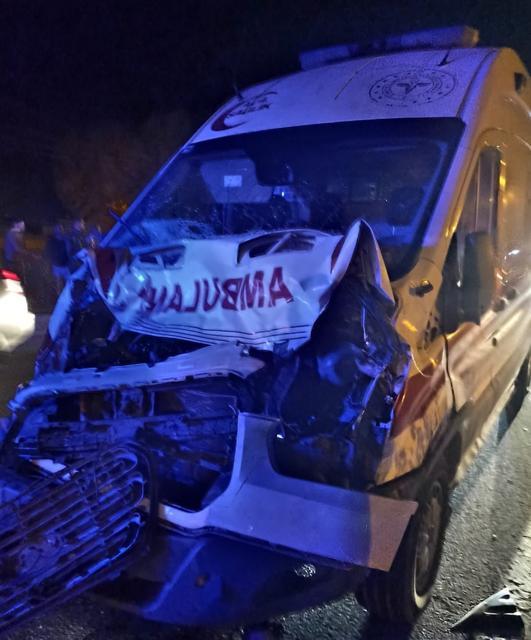 Ambulans, mandaya çarptı