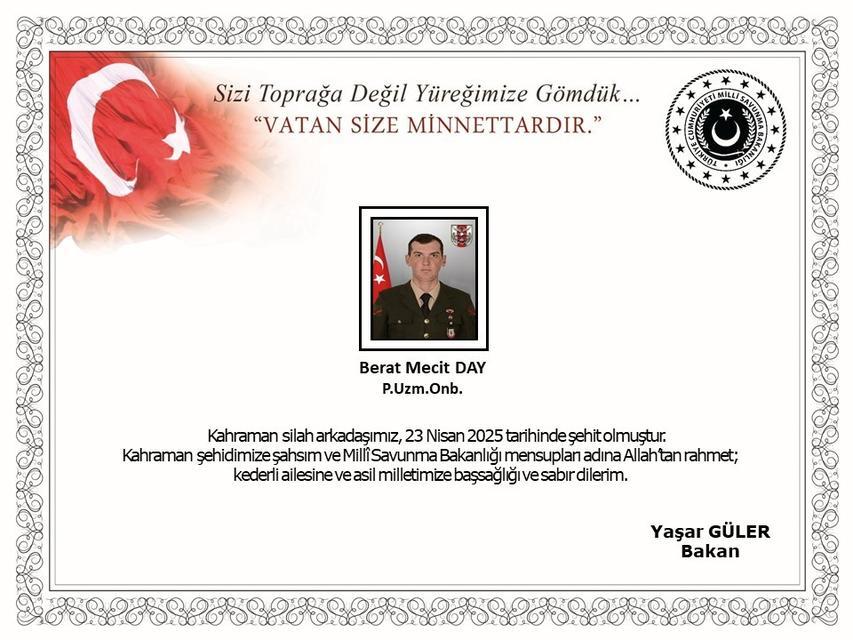 Pençe-Kilit operasyonu bölgesinde 1 asker şehit oldu