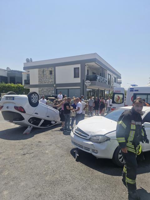 Aydın’da kazaya karışan otomobil takla attı