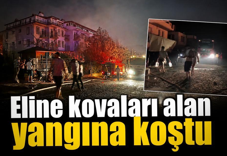 Alevleri söndürmek için kovalarla su taşıdılar