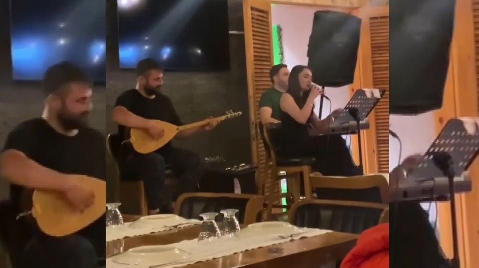 SAHNEDE KAZA SANATÇININ TÜRKÜ SÖYLEDİĞİ ESNADA KOLON DEVRİLDİ