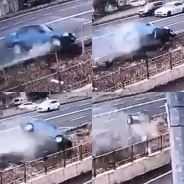 Otomobil drenaj kanalına uçtu