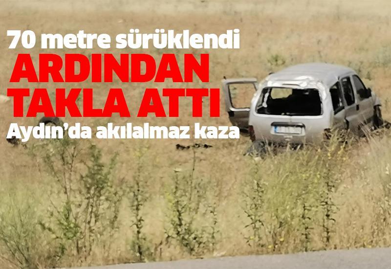 Aydın'da araç takla attı